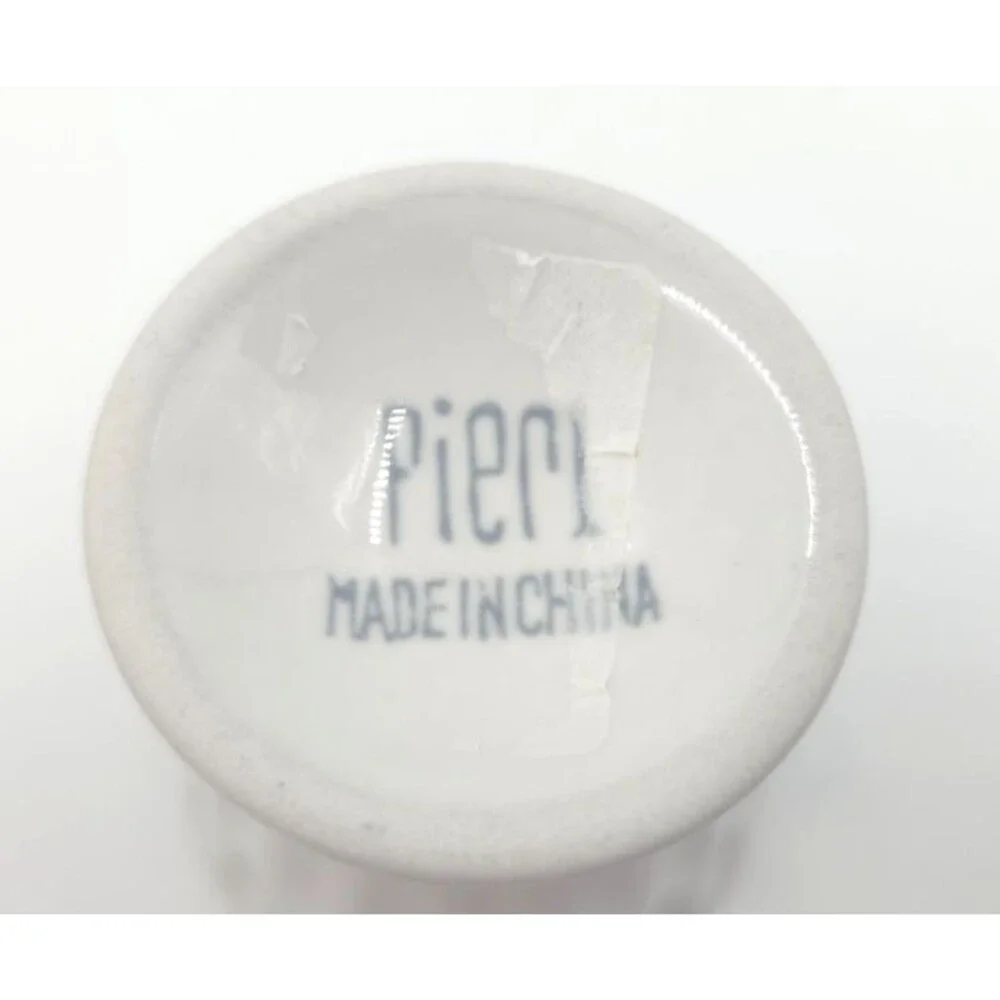 4  Pier 1 Ceramic Egg Cups White w Ribs - Marked Set of 4